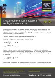 Resistance of shear studs in trapezoidal decking with transverse ribs