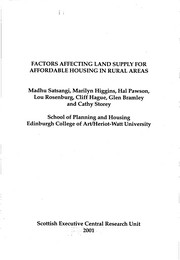 Factors affecting land supply for affordable housing in rural areas