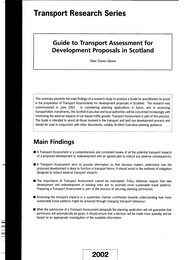 Guide to transport assessment for development proposals in Scotland (summary)
