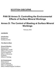 Controlling the environmental effects of surface mineral workings. Annex D: the control of blasting at surface mineral workings