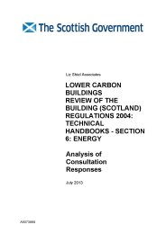 Lower carbon buildings review of the Building (Scotland) regulations 2004: Technical Handbooks - Section 6: Energy. Analysis of consultation responses