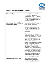 Equality impact assessment - results. Proposed Amendment to the Building (Scotland) regulations 2004 - A review of standards and guidance in the Technical Handbooks on Section 6: Energy