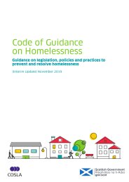 Code of guidance on homelessness - guidance on legislation, policies and practices to prevent and resolve homelessness (interim update) November 2019
