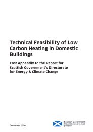 Technical feasibility of low carbon heating in domestic buildings. Cost appendix to the report for Scottish Government's Directorate for Energy and Climate Change