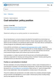 Coal extraction: policy position