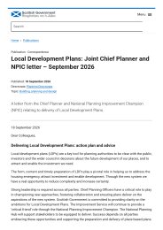 Local development plans: Joint Chief Planner and NPIC letter - September 2026