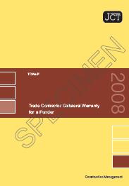 JCT trade contractor collateral warranty for a funder