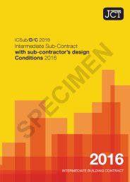 JCT intermediate sub-contract with sub-contractor's design conditions 2016