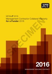 JCT management contractor collateral warranty for a funder 2016