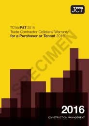 JCT trade contractor collateral warranty for a purchaser or tenant 2016