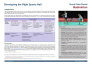 Developing the right sports hall. Sports data sheets - badminton