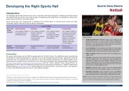 Developing the right sports hall. Sports data sheets - netball