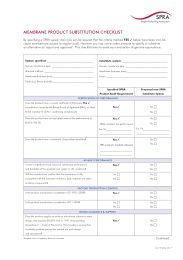 Membrane product substitution checklist