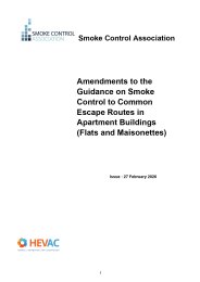 Amendments to the guidance on smoke control to common escape routes in apartment buildings (flats and maisonettes)