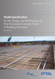 Model specification for the design and performance of post-tensioned concrete floors in building structures. For use in the UK