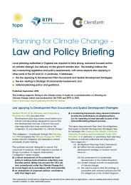 Planning for climate change - law and policy briefing