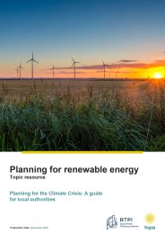 Planning for renewable energy. Topic resource. Planning for the climate crisis: a guide for local authorities