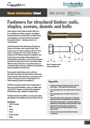 Fasteners for structural timber - nails, staples, screws, dowels and bolts