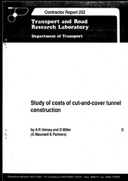 Study of costs of cut and cover tunnel construction