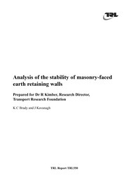 Analysis of the stability of masonry faced earth retaining walls