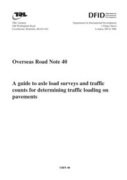 Guide to axle load surveys and traffic counts for determining traffic loading on pavements