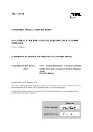 Measurement of the acoustic performance of road surfaces