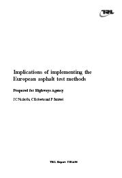 Implications of implementing the European asphalt test methods