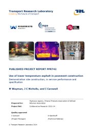 Use of lower temperature asphalt in pavement construction: demonstration site construction, in service performance and specification