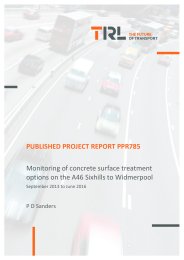 Monitoring of concrete surface treatment options on the A46 Sixhills to Widmerpool. September 2013 to June 2016