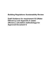 Building regulations sustainability review - draft guidance for requirement G2 (water efficiency) and appendix A (water efficiency calculation methodology) for approved document G