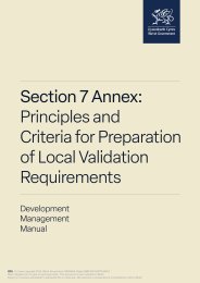 Development management manual. Section 7 Annex: Principles and criteria for preparation of local validation requirements