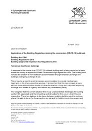 Application of the Building Regulations during the coronavirus (COVID-19) outbreak. Building Act 1984. Building Regulations 2010. Building (Approved Inspector etc.) Regulations 2010. Temporary healthcare buildings