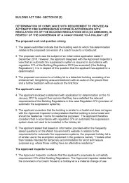 Building Act 1984 - Section 50(2). Determination of compliance with requirement to provide an automatic fire suppressions system in accordance with Regulation 37A of the Building Regulations 2010 (as amended), in respect of the conversion of a coach house to a holiday let