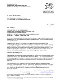 Coronavirus Covid-19 guidance - relaxation in enforcement of conditions, construction working hours, caravan parks and self catering accommodation, and hospitality uses in town centres