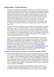 Building safety - position statement (September 2020) - The ...