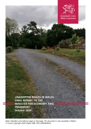 Unadopted roads in Wales. Final report to the Minister for Economy and Transport