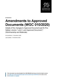 Amendments to Approved Documents. Details of the changes to Approved Document part B (fire safety) volume 1 and 2, and Approved Document 7 (workmanship and materials)