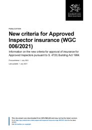 New criteria for Approved Inspector insurance
