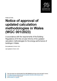 Notice of approval of updated calculation methodologies for Wales