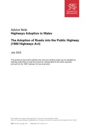 Highways adoption in Wales. The adoption of roads into the public highway (1980 Highways Act)