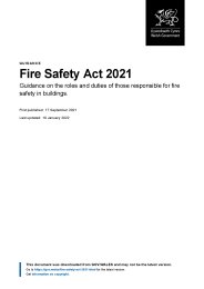 Fire Safety Act 2021. Guidance on the roles and duties of those responsible for fire safety in buildings