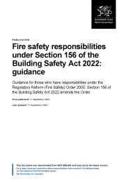 Fire safety responsibilities under Section 156 of the Building Safety Act 2022: guidance