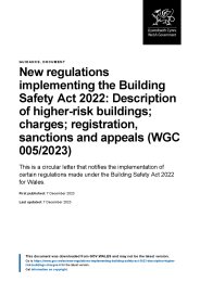 New regulations implementing the Building Safety Act 2022: description of higher-risk buildings; charges; registration, sanctions and appeals