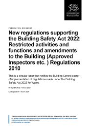 New regulations supporting the Building Safety Act 2022: restricted activities and functions and amendments to the Building (Approved Inspectors etc.) Regulations 2010