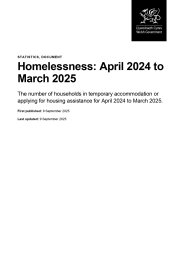 Homelessness: April 2024 to March 2025