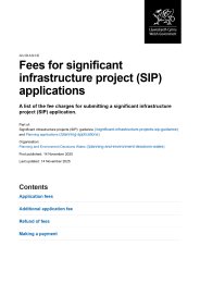 Fees for significant infrastructure project (SIP) applications