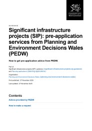 Significant infrastructure projects (SIP): pre-application services from Planning and Environment Decisions Wales (PEDW)