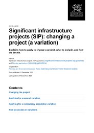 Significant infrastructure projects (SIP): changing a project (a variation)