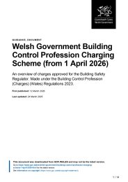 Welsh Government building control profession charging scheme (applies from 1 April 2026)