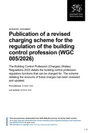Publication of a revised charging scheme for the regulation of the building control profession